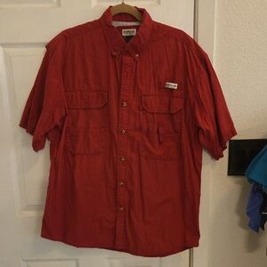 Magellan Outdoors Men's Casual Red Button Down Shirt